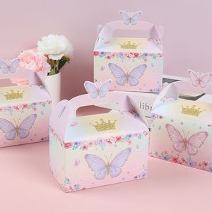 Boîte <span class=keywords><strong>cadeau</strong></span> papillon 4 pièces, boîte d'emballage pour fête d'anniversaire d'enfant, fête prénatale, boîte à dragées, sacs à bonbons, boîte en papier portable, carton - Product Image 2