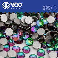 Strass en verre VDD 064 Green Flare SS3-SS50, cristaux non thermocollants à dos plat, pierres scintillantes pour décorations DIY d'art des ongles