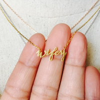 Rebaccas Cadeau de mariée Collier de mariage Collier Wifey Or rose Acier inoxydable Argent Haut de gamme Alliage de zinc Tendance Assurance commerciale