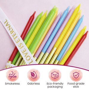 Venta al por Mayor de 12 Velas de Cumpleaños de Arcoíris, Largas y Delgadas, de Cera de Parafina, No Tóxicas, Ecológicas, Decoración para Pasteles de Año Nuevo y Bodas - Product Image 3