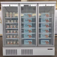 Congélateur vertical à porte vitrée à économie d'énergie pour supermarché commercial, vitrine réfrigérée multi-étagères