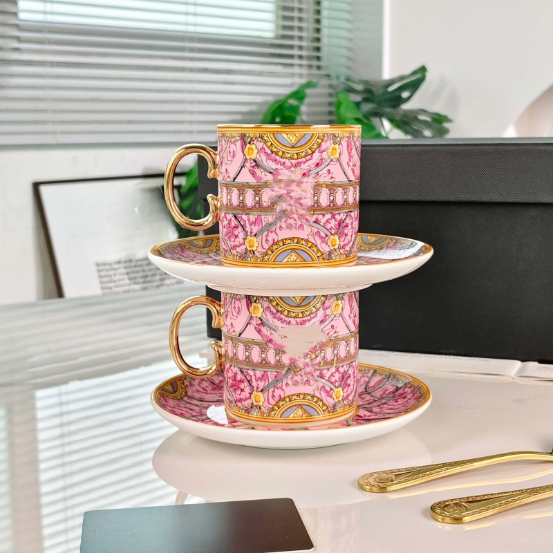 Set Tazza E Piattino In Porcellana Bone China – Modello Tigre, 180 Ml, Con Cucchiaio, Bordo Dorato, Regalo Elegante Per Tè E Caffè, Ceramica Fine