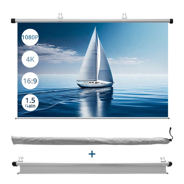 Hotack Hot Selling 40/46 Inch 16:9 Portable Car Projection Screen Wall Mounted Manual Self-Lock Projection Screen