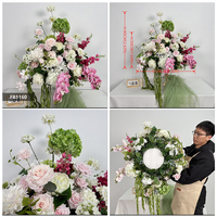 Décoration florale pour événement romantique de la Saint-Valentin, boule de fleurs blanche, verte et rose de 70 cm, centre de table, boule de fleurs en soie faite à la main
