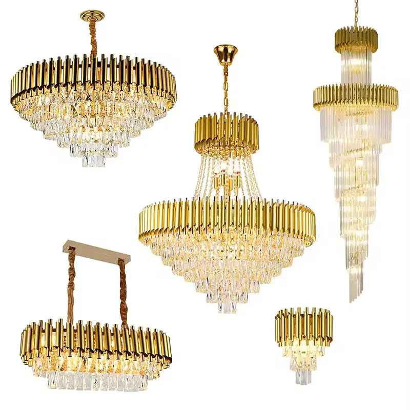 Luxurious Gold LED Modern K9 Crystal Chandelier Bedroom Restaurant Contemporary Ceiling Lighting Fixture Switch Rural Settings