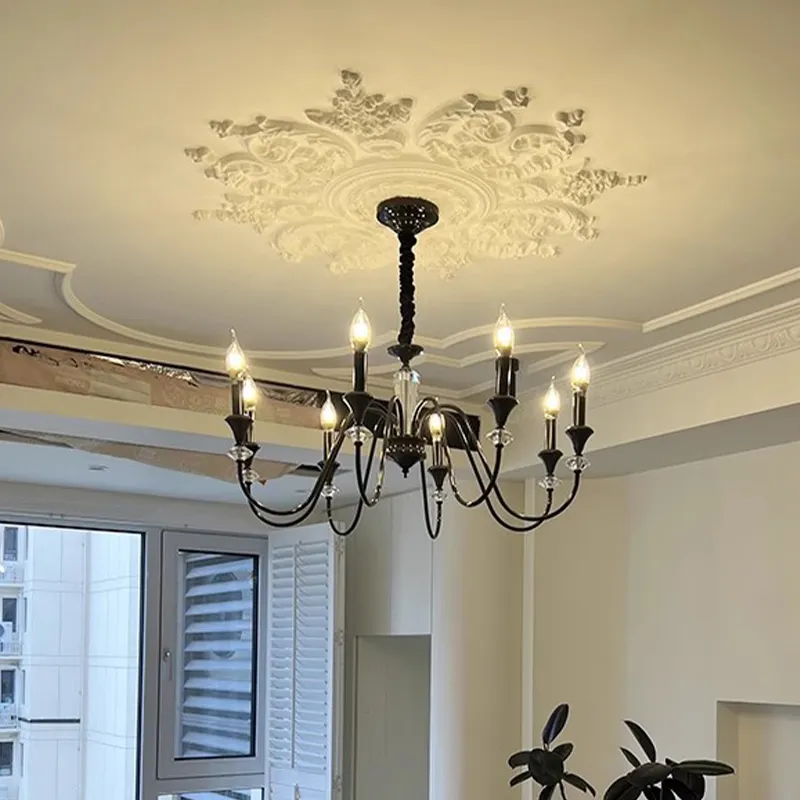 Wholesale Retro Iron Crystal LED Chandelier Lamp American Decorative Lighting For Living Room Hotel Luxury Chandelier Light