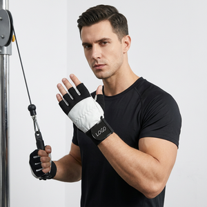 Guantes de Gimnasio Unisex de Cuero Vacuno con Medio Dedo de Saar Industries, Cierre Ajustable, Antideslizantes, Personalizables, para Levantamiento de Pesas y Fitness - Product Image 1
