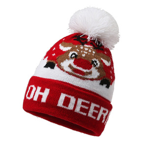 Nouveauté Chapeaux de Noël en tricot jacquard avec <span class=keywords><strong>pompon</strong></span> Chapeau froid de vacances pour hommes et femmes - Product Image 1
