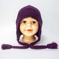 Chapeau d'hiver tricoté en laine pour enfants, vente en gros, en feutre, pour petites filles, bonnet à rabat, mignon