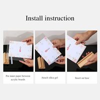 Support de menu de table, présentoir de prospectus, présentoir double face en acrylique transparent, support de signalisation en acrylique en forme de T avec base en bois