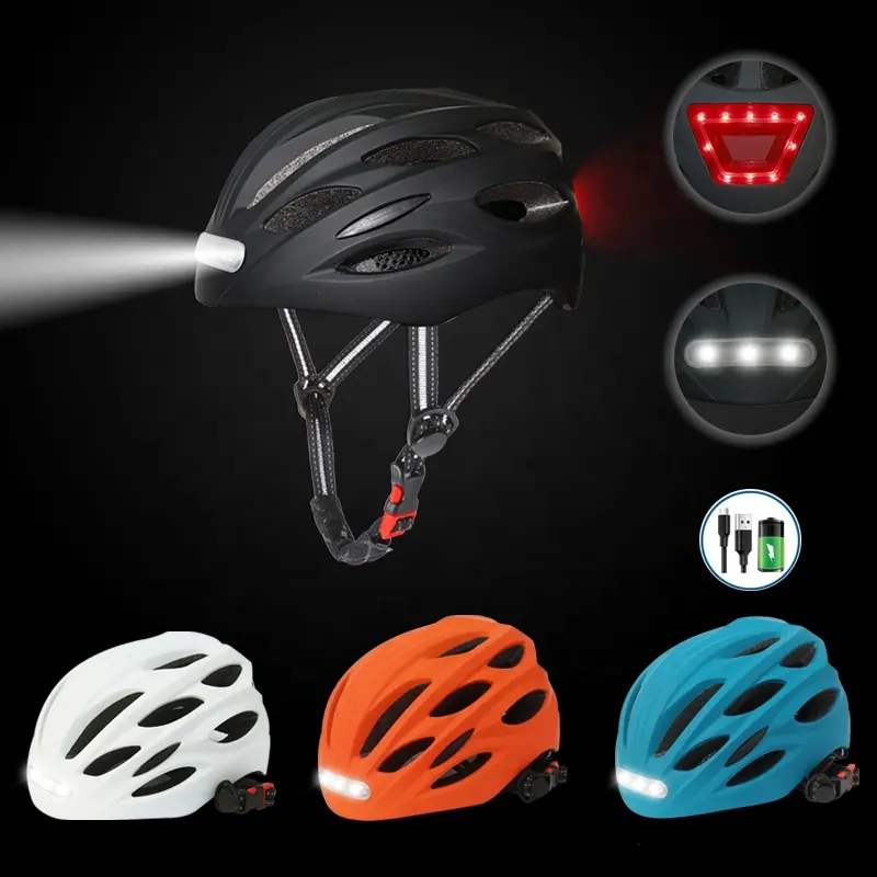 NEW Bicycle Helmet LED Light Rechargeable Intergrally-mold Cycling Helmet Safe Sport Mountain Road riding Bike Helmet For Adult