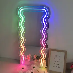 Özelleştirilmiş yatak odası oturma odası kapalı dekorasyon dalgalar Dreamcolor akrilik Neon ayna