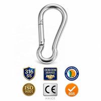 Mousquetons à ressort en acier inoxydable 316 DIN5299C 6x60mm pour la marine, l'escalade, l'équipement de bateau, les animaux de compagnie et les accessoires de quincaillerie nautique