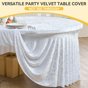 Luxury Velvet Table Cloth <b>Round</b> Ivory 120 / 132 Inch <b>Round</b> <b>Tablecloth</b> Soft Crushed Velvet <b>Tablecloths</b> - Product Image 4