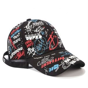 Gorra de béisbol Graffiti Hombres y mujeres Moda Gorra de correa larga Estampado de verano Gorra de hip hop al por mayor - Product Image 6