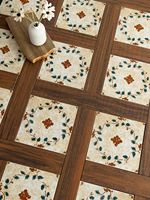 Carreaux floraux vintage de petite taille, carreaux de sol antidérapants et carreaux imitation bois pour salon, chambre, balcon et maison de thé, usage intérieur