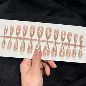 <span class=keywords><strong>Uñas</strong></span> Postizas Hechas a Mano, Efecto Ojo de Gato Dorado, Transparentes, Suaves, <span class=keywords><strong>Bonitas</strong></span>, Ultra-<span class=keywords><strong>Elegantes</strong></span>, Color Piel Blanca - Product Image 2