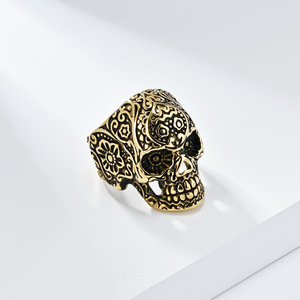 Skull <b>Ring</b> For <b>Men</b> Zinc Alloy Black Gold Silver Punk Style Jewelry Casual Wear - Product Image 3