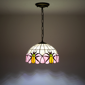 Lampe Tiffany Prix de gros de l'industrie Derniers modèles de lustres Lampes suspendues en verre teinté rose scarabée pour la cuisine - Product Image 5