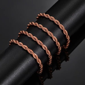 2.3mm/3mm/4mm צבע זהב ורוד נירוסטה שרשראות חבל מעוותות שרשרת קלאסית לגברים בנים 16 עד 30 אינץ' - Product Image 3
