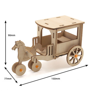 Kit d'assemblage DIY de calèche en bois 150 mm, jouet éducatif STEM pour expériences scientifiques - Product Image 1