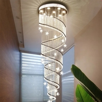 Mode Moderne Double Escalier En Spirale Salon Cristal Goutte Éclairage Carré Led Lustre
