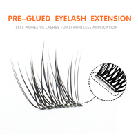 Cils à presser en gros/sur mesure ODM/OEM, plateaux de cils en grappe sans colle à auto-adhésion, volume mixte doux et naturel, vente en gros