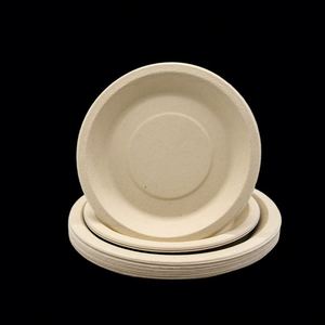 Assiettes jetables compostables en pulpe de bambou naturelles et saines de 6, 7 et 8 pouces, prix de gros usine, pour pique-nique et usage domestique - Product Image 1