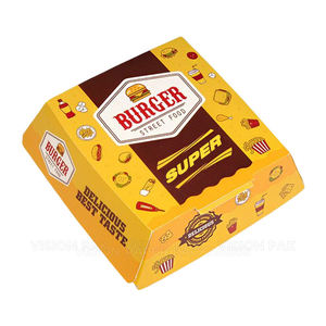 Wholesale Custom Logo Printed Hamburger <b>Box</b> Sanitary Hamburger Snack Container Waterproof Paper Food Container - Product Image 2