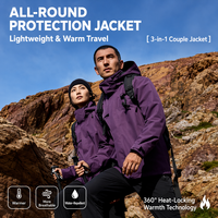 Veste 3-en-1 imperméable, coupe-vent et chaude avec fermeture éclair pour la randonnée, le camping, l'alpinisme et les sports d'hiver
