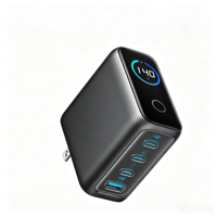 Chargeur de bureau GaN 4 ports 148W, station de charge rapide PD3.1 avec écran intelligent IA, adaptateur mural prise US pour ordinateur portable et téléphone