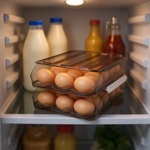 Contenedor de Almacenamiento de Huevos de Doble Capa con Tapa Enrollable Automática, Organizador Apilable para Refrigerador, 3 Cajas para Huevos, Plástico PP Transparente - Product Image 2