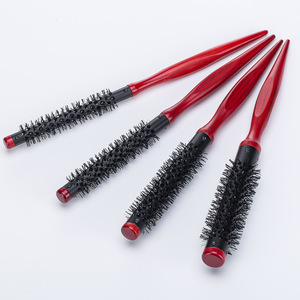 Mini peigne à boucler en bois, outil de coiffage rond pour volume, pour usage en salon, taille 2.5Cm 1.5Cm 1.2Cm 1.1Cm, rouge et noir - Product Image 3