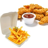 Boîtes à emporter en papier pour frites, hamburgers et fast-food, personnalisées, de haute qualité, en bagasse de canne à sucre, recyclées et imprimées