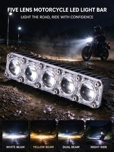 Fünf-Linsen-Streifen-LED-Motorrad-Zusatzlicht mit transparenter Linsenabdeckung und Aluminium-Kühlkörper für Dirt Bike, ATV, UTV und Offroad-Beleuchtung - Product Image 1