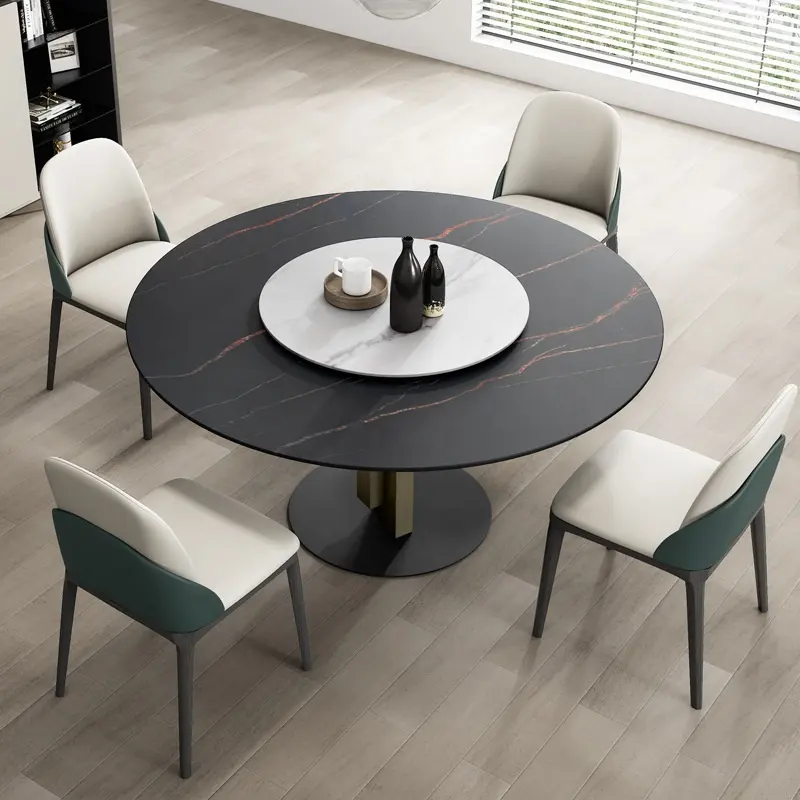 New design black carbon steel furniture modern luxury dining table
