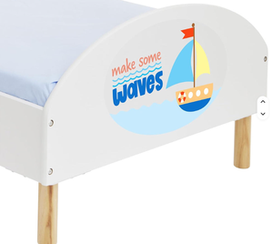 Culla per bambini - Bianca, Moderna, di piccole dimensioni, Full-size, in legno massello, con telaio superiore chiuso, <span class=keywords><strong>testiera</strong></span> rotonda, bassa altezza - Product Image 3