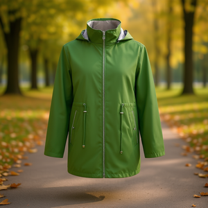 HDJ Plus Size <b>Windbreaker</b> VD-301 Women Hooded Zipper Jacket Long Sleeve Solid Color Autumn Coat 49-59 - Product Image 3