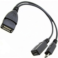 Adaptador USB OTG 2 en 1 D1698, Divisor de Alimentación Micro USB Host, Cable OTG Micro USB Macho a Hembra