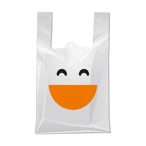 Sacs de courses en plastique personnalisés avec poignées, style T-shirt, pour le commerce, avec motif « Angola Popular Smile Thank You » - Product Image 4