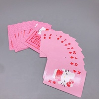 Kartu Remi Kucing Perempuan Versi Q Premium Pink Kustom dengan Bahan Plastik untuk Penggunaan Keluarga - Desain Kartun Grosir
