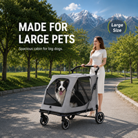 Poussette pour grand chien, capacité 80 kg, cadre renforcé, 2-en-1, pousser/tirer, pliable, pour grands chiens, extérieur, vente en gros OEM