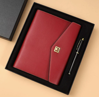 Ensemble cadeau d'affaires en cuir PU sérigraphié, logo personnalisable, accessoires de bureau promotionnels d'entreprise