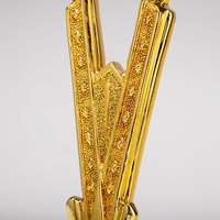 Trophée étoile en résine plaqué or créatif avec base en cristal noir, cadeaux souvenirs