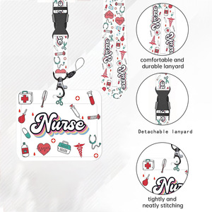 NURSE detachable <b>polyester</b> <b>lanyard</b> with horizontal ID card holder for doctors and nurses. - Product Image 2