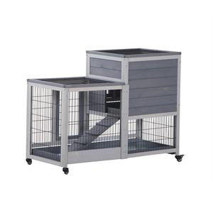 Conejera de madera barata diseño conejito casa con ruedas - Product Image 3