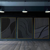 Affiche Murale Nordique Géométrique Effet Relief 3D Minimalisme Moderne Ligne Abstraite, Peinture à l'Huile Peinte à la Main Effet Mural pour Salon