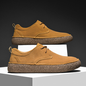 Zapatos de Cuero <span class=keywords><strong>Mate</strong></span> Mercerizado Antideslizantes con Punta Baja, Estilo Vintage Zhongbang, Zapatos Casuales para Hombre con Suela Gruesa y Transpirable - Product Image 1
