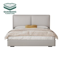 Ensemble de meubles de chambre à coucher modernes de luxe léger, lits en cuir pour appartement et villa, lit king-size avec rangement, lits en cuir rembourrés pour la maison