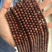 Perles de grenat hessonite ambre-orange de Madagascar (couleur orange brunâtre rare) pour la fabrication de bijoux énergétiques, lisses et rondes